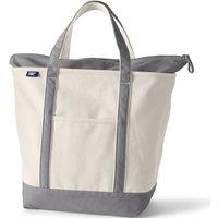 Lands' End Women's Large Zip Top Canvas Tote Bag in Off-White