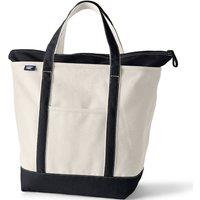 Lands' End Women's Large Zip Top Canvas Tote Bag in Ecru