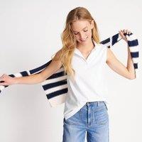 Lands' End Women's Sleeveless Polo Shirt in Supima Cotton in White | Size: 14-16