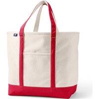 Lands' End Women's Extra Large Natural Canvas Open Top Tote Bag in Red