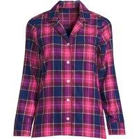 Lands' End Women's Pure Cotton Flannel Pyjama Top in Red | Size: 14-16