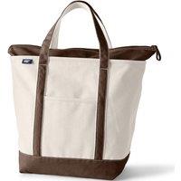 Lands' End Women's Large Zip Top Canvas Tote Bag in Dark Brown