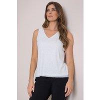 Klass. Women's Sleeveless Sequin Mesh Top in White | Size: 22