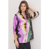 Klass. Women's Printed Satin Look Blouse in Green | Size: 12