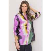 Klass. Women's Printed Satin Look Blouse in Green | Size: 18