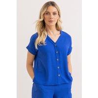 Klass. Women's Textured V Neck Blouse in Cobalt | Size: Large