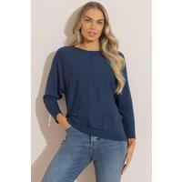 Klass. Women's Batwing Knitted Jumper in Navy | Size: Small