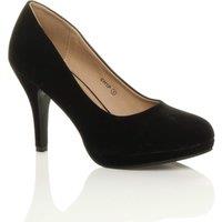 AJVANI Women's High Heel Faux Suede Court Shoes in Black | Size: 8
