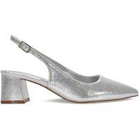 XY London Women's 'Virelai' Shimmer Low Block Heels With Slingback in Silver | Size: 7