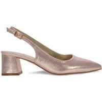 XY London Women's 'Virelai' Shimmer Low Block Heels With Slingback in Rose Gold | Size: 4