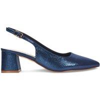 XY London Women's 'Virelai' Shimmer Low Block Heels With Slingback in Navy | Size: 5