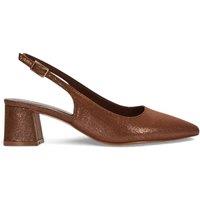 XY London Women's 'Virelai' Shimmer Low Block Heels With Slingback in Brown | Size: 8