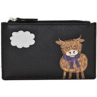 Mala leather Women's Highland Cow Leather RFID Purse in Black