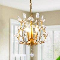 NIVOR 3 Light K9 Crystal Chandeliers Vintage Pendant Light Adjustable Gold in Metallic Gold