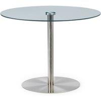 Cheshire Milano 100cm Round Glass Dining Table with Brushed Steel Pedestal