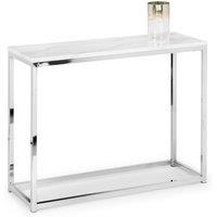 Cheshire Valenza White Marble Top Console Table in White Marble & Chrome