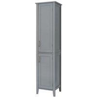 Teamson Home Mercer Wooden Bathroom Furniture Linen Tower Tall Storage Cabinet in Grey