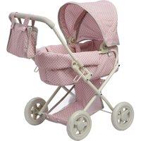 Teamson Kids Polka Dot Buggy-Style Stroller Pram for Baby Dolls & Stuffed Animals, Pink/Grey in Pink