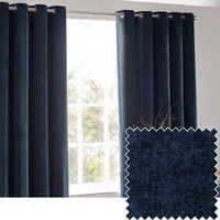 Yard Heavy Chenille Blackout Eyelet Curtain Pair in Navy | Size: 229 cm width x 183 cm drop