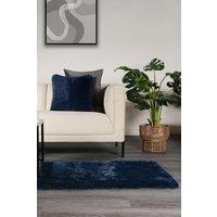 OHS Fluffy Rug Anti-Slip Plain Shaggy Floor Mat in Navy | Size: 120 cm x 170 cm