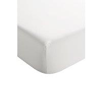 CHRISTY 400TC Luxury Cotton Sateen Plain Dye Bedding Fitted Sheets in White | Size: Super King Fitted