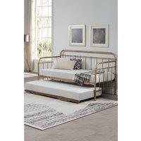 SlumberWorx Ickleford Industrial Living Room Bedroom Metal Day Bed Frame w Trundle in Bronze | Size: Single