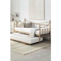 SlumberWorx Newnham Classic Victorian Style Living Room Bedroom Metal Day Bed Frame w Trundle in Bronze | Size: Single