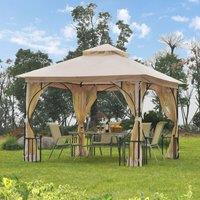 OUTSUNNY Gazebo Party Tent Canopy Sun Shade for Patio Garden 3x3(m) in Beige