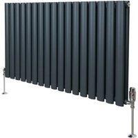 Monstershop Oval Column Radiator & Valves - 600mm x 1020mm - Anthracite Grey