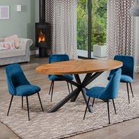 Artemis Home Dosenna Oval Dining Table Set with 4 Morandi Velvet Chairs in Blue