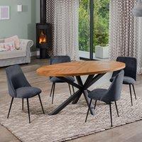 Artemis Home Dosenna Oval Dining Table Set with 4 Morandi Velvet Chairs in Grey