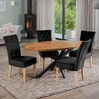 Artemis Home Dosenna Oval Dining Table Set with 4 Pienza Velvet Chairs in Black