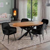 Artemis Home Dosenna Oval Dining Table Set with 4 Carrara Velvet Chairs in Black