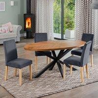 Artemis Home Dosenna Oval Dining Table Set with 4 Maiolo Velvet Chairs in Grey