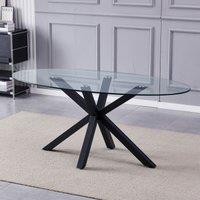Artemis Home Orvino 180cm x 90cm Glass Oval Dining Table in Clear | Size: 180 cm x 90 cm