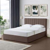Artemis Home Evelynne Fabric 150cm Kingsize Ottoman Bed Frame with Storage in Dark Brown | Size: King