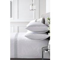 Appletree 'Embroidered Band' 100% Cotton Embroidered Duvet Cover Set in White | Size: Super King