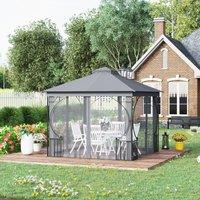 OUTSUNNY Gazebo Party Tent Canopy Sun Shade for Patio Garden 3x3(m) in Light Grey