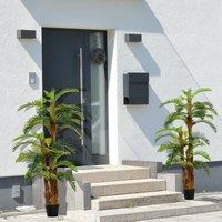 OUTSUNNY 2 Pack Artificial Palm Plant Fake Tree Potted Home Office in Green