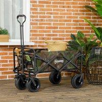 OUTSUNNY Foldable Garden Cart, Outdoor Utility Wagon with Carry Bag in Green