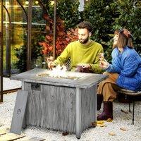 OUTSUNNY Propane Gas Fire Pit Table with Cover, 50, 000 BTU Firepit, Grey