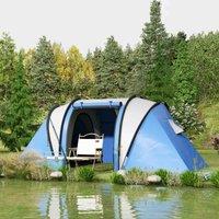 OUTSUNNY 2 Bedroom Camping Tent with Living Area, 3000mm Waterproof in Blue