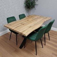 KOSY KOALA Modern Dining Table with 4 Green velvet tuffted Chairs