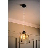 ValueLights Susie Glass Lantern Lamp Shade Drop Ceiling Pendant Light with Bulb in Black
