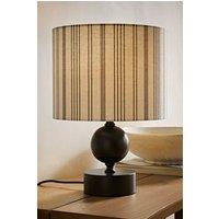 ValueLights Anthony Candlestick Table Lamp with Linen Stripe Drum Lamp Shade in Cream