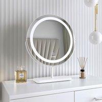CARME HOME Ava White Marble Touch Sensor LED Light Mirror