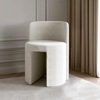 CARME HOME Lottie Ivory Boucl Fabric Stool Decor For Living Room Bedroom Footstool Upholstered in White