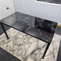 KOSY KOALA Dining Table Black Glass Kitchen Place for 6 Seats, Dining Table Only