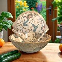 Hartsmede Hummingbird Large Serving Bowl With Lid & Spoons Hummingbird in Beige | Size: 3L