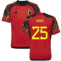 Belgium Junior 2022 - 2023 Home Shirt - Doku 25 in Red | Size: 15-16 Years
